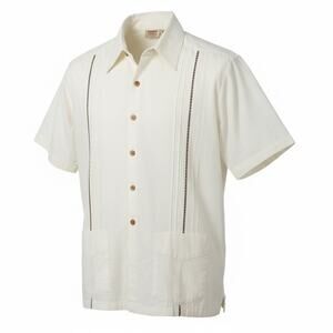 Mexico Lindo White Embroidered Guayabera Shirt Mens Large Cotton Wedding Resort